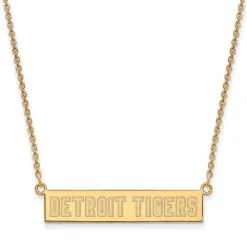 LogoArt Women's Detroit Tigers Gold-Plated Sterling Silver Small Bar Necklace