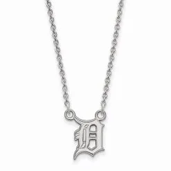 LogoArt Women's Detroit Tigers Small Logo Sterling Silver Pendant Necklace