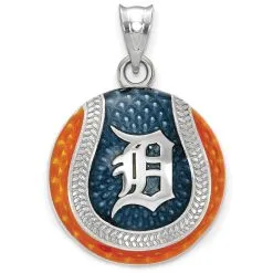 LogoArt Women's Detroit Tigers Sterling Silver Enameled Baseball Pendant