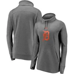 Women's Detroit Tigers Under Armour Heathered Charcoal Team Mark Performance Tri-Blend Pullover Sweatshirt