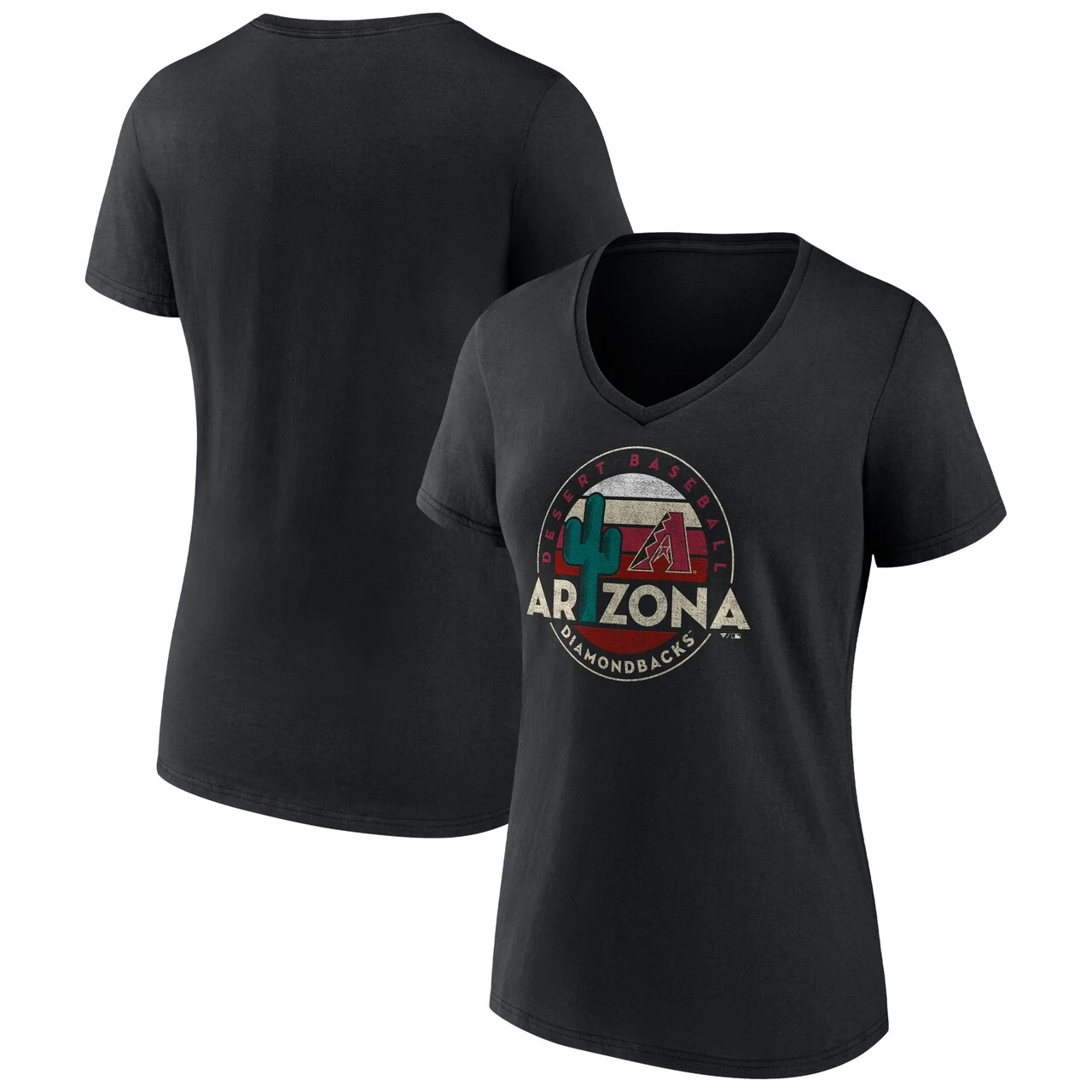 Women's Arizona Diamondbacks Fanatics Branded Black Hometown Desert Baseball V-Neck T-Shirt 3 Women's Arizona Diamondbacks Fanatics Branded Black Hometown Desert Baseball V-Neck T-Shirt