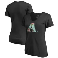 Women's Arizona Diamondbacks Fanatics Branded Black Lovely V-Neck T-Shirt
