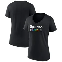 Women's Toronto Blue Jays Fanatics Branded Black City Pride V-Neck T-Shirt