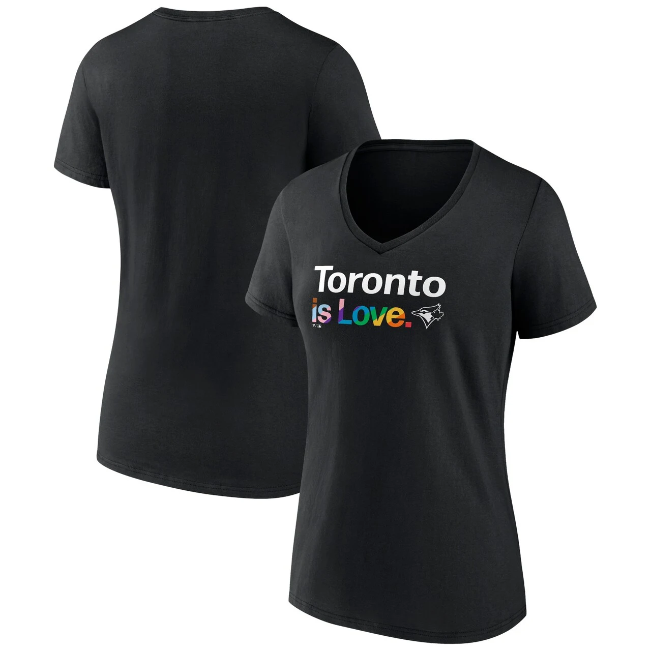 Women's Toronto Blue Jays Fanatics Branded Black City Pride V-Neck T-Shirt 3 Women's Toronto Blue Jays Fanatics Branded Black City Pride V-Neck T-Shirt