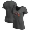 Women's Detroit Tigers Fanatics Branded Heathered Charcoal Team Logo Lockup V-Neck T-Shirt