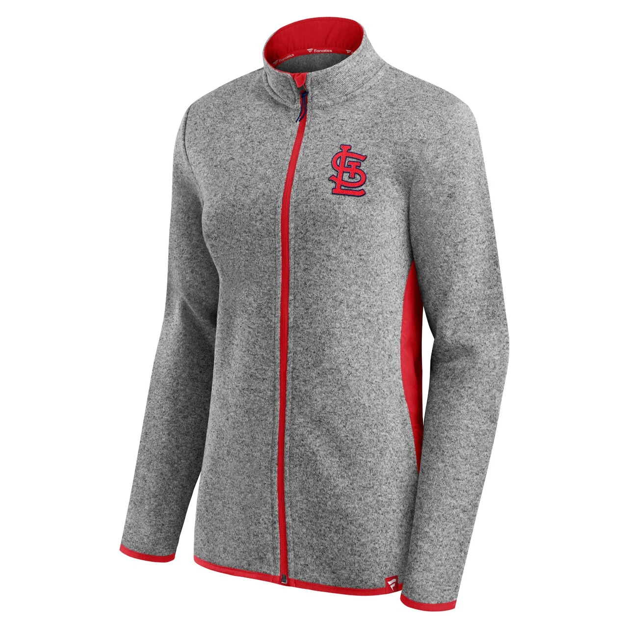 Women's St. Louis Cardinals Fanatics Branded Heathered Charcoal Primary Logo Fleece Full-Zip Jacket 4 Women's St. Louis Cardinals Fanatics Branded Heathered Charcoal Primary Logo Fleece Full-Zip Jacket - Image 2