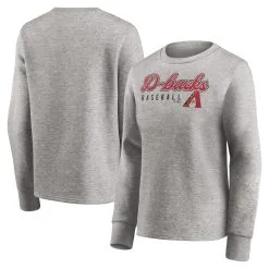 Women's Arizona Diamondbacks Fanatics Branded Heathered Gray Crew Pullover Sweater