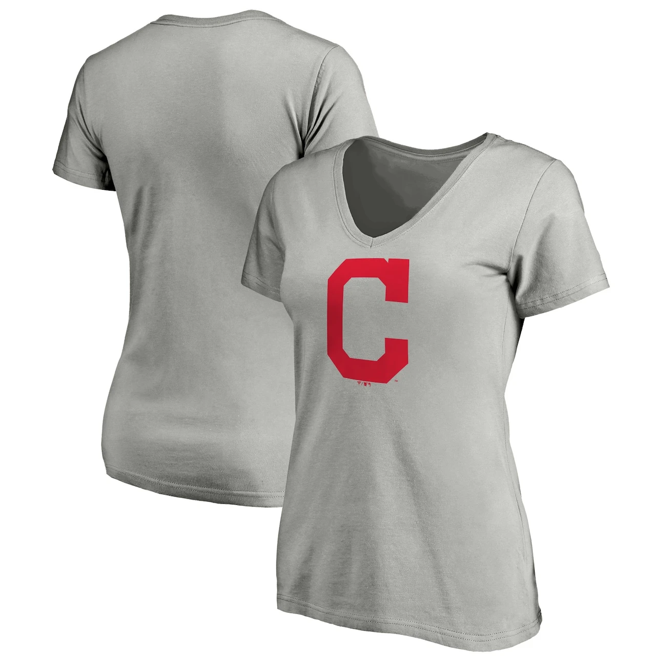 Women's Cleveland Indians Fanatics Branded Heathered Gray Core Official Logo V-Neck T-Shirt 3 Women's Cleveland Indians Fanatics Branded Heathered Gray Core Official Logo V-Neck T-Shirt