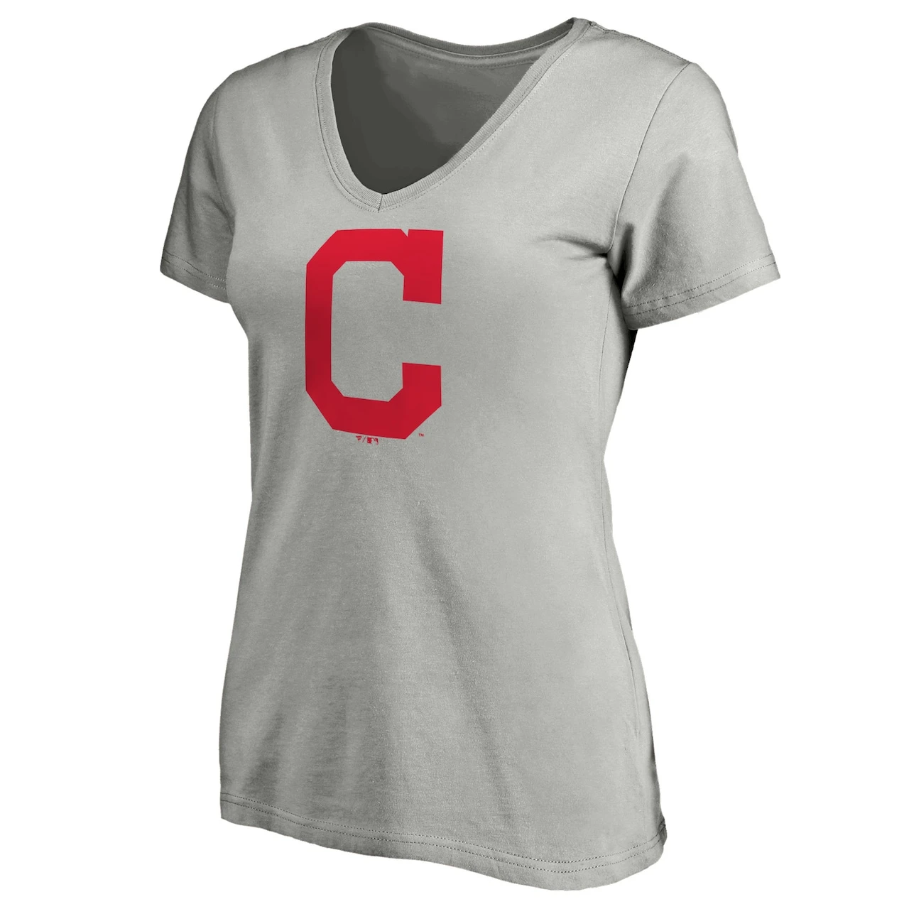 Women's Cleveland Indians Fanatics Branded Heathered Gray Core Official Logo V-Neck T-Shirt 4 Women's Cleveland Indians Fanatics Branded Heathered Gray Core Official Logo V-Neck T-Shirt - Image 2