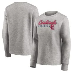 Women's St. Louis Cardinals Fanatics Branded Heathered Gray Crew Pullover Sweater