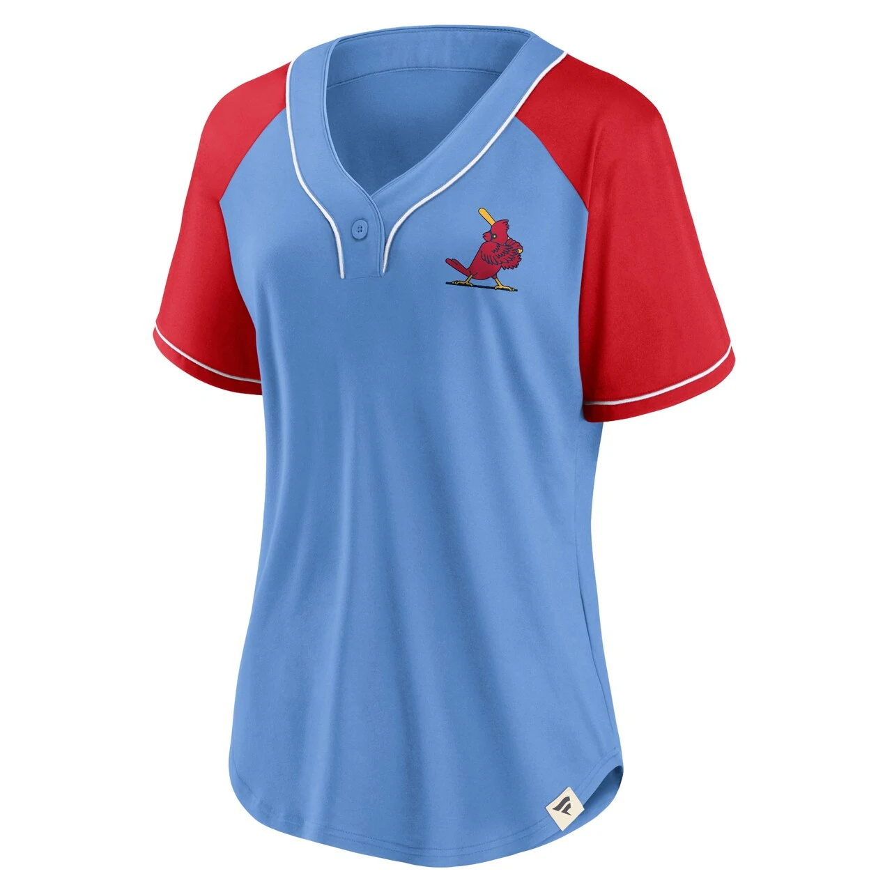 Women's St. Louis Cardinals Fanatics Branded Light Blue Bunt Raglan V-Neck T-Shirt 4 Women's St. Louis Cardinals Fanatics Branded Light Blue Bunt Raglan V-Neck T-Shirt - Image 2