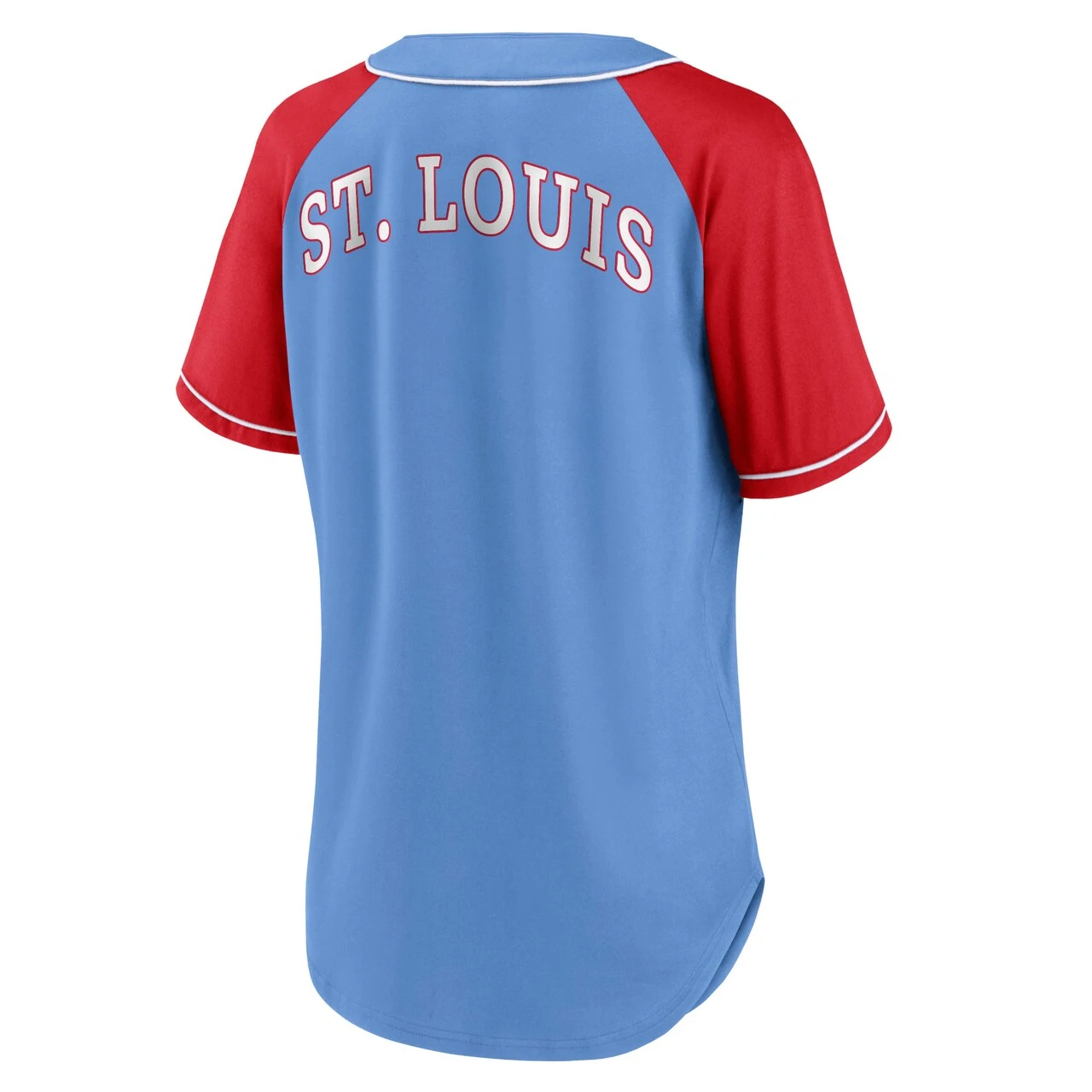 Women's St. Louis Cardinals Fanatics Branded Light Blue Bunt Raglan V-Neck T-Shirt 5 Women's St. Louis Cardinals Fanatics Branded Light Blue Bunt Raglan V-Neck T-Shirt - Image 3