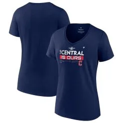 Women's Cleveland Guardians Fanatics Branded Navy 2022 AL Central Division Champions Plus Size V-Neck T-Shirt