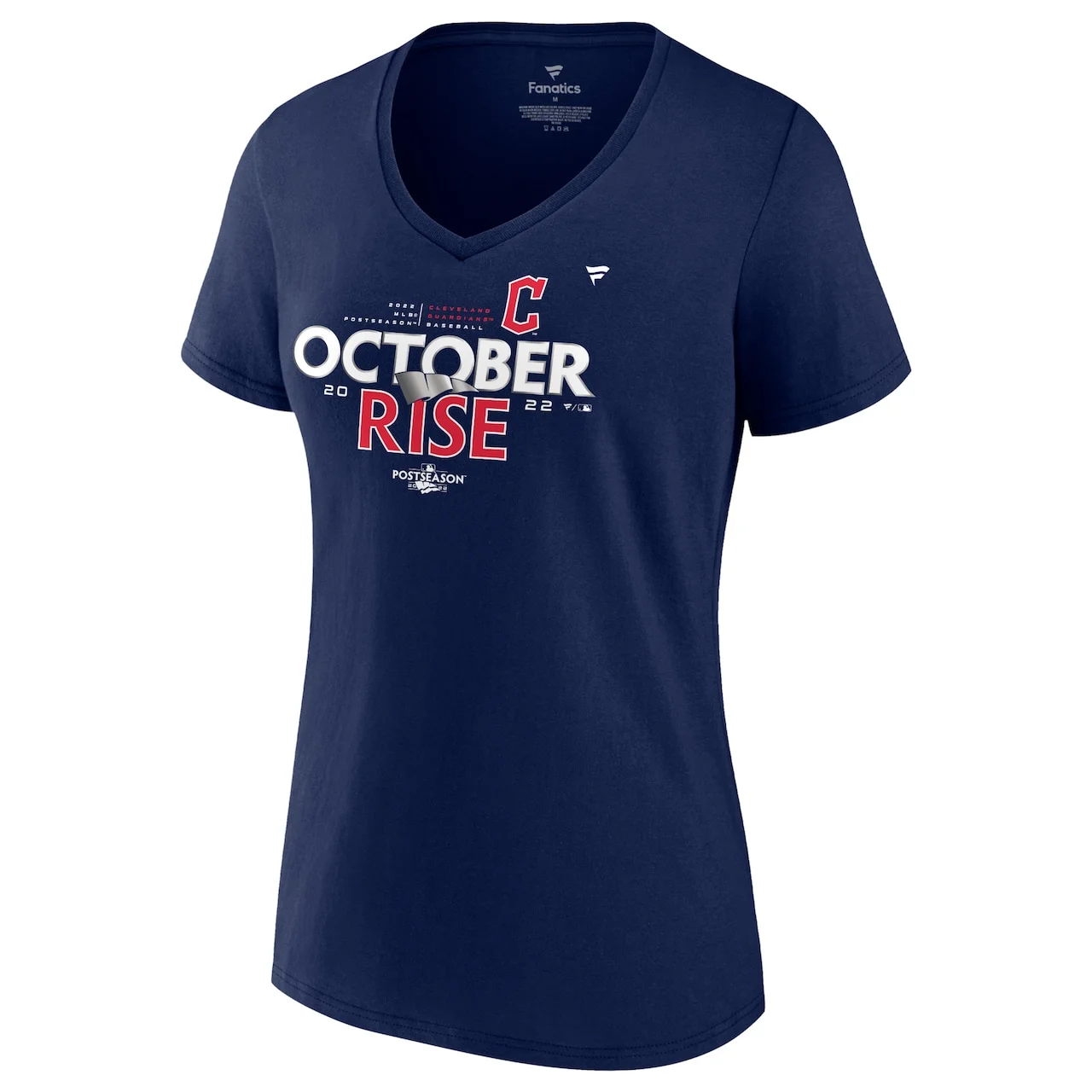 Women's Cleveland Guardians Fanatics Branded Navy 2022 Postseason Locker Room V-Neck T-Shirt 4 Women's Cleveland Guardians Fanatics Branded Navy 2022 Postseason Locker Room V-Neck T-Shirt - Image 2