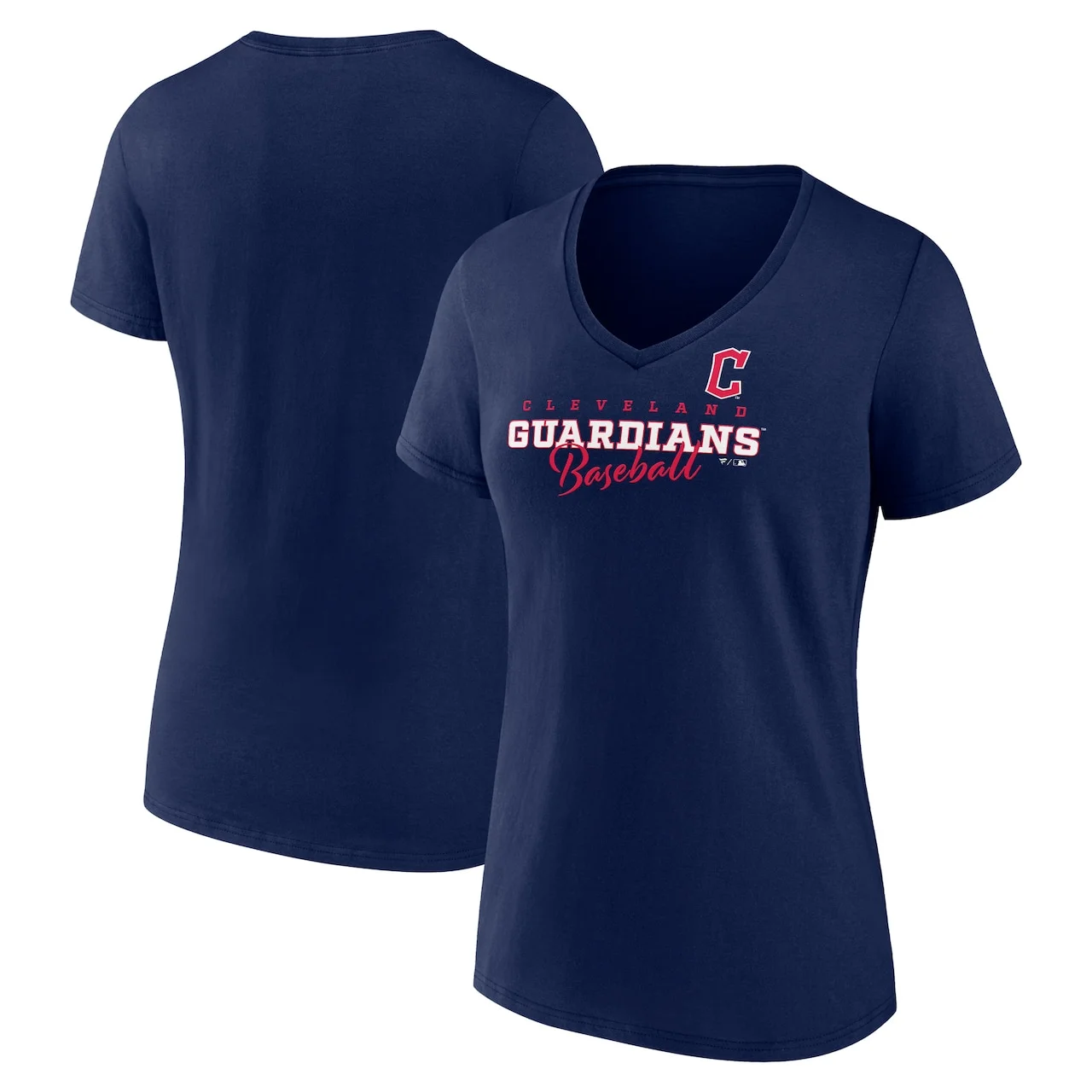 Women's Cleveland Guardians Fanatics Branded Navy Back In Business V-Neck T-Shirt 3 Women's Cleveland Guardians Fanatics Branded Navy Back In Business V-Neck T-Shirt