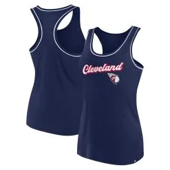 Men's Cleveland Guardians Fanatics Branded Navy Wordmark Logo Racerback Tank Top