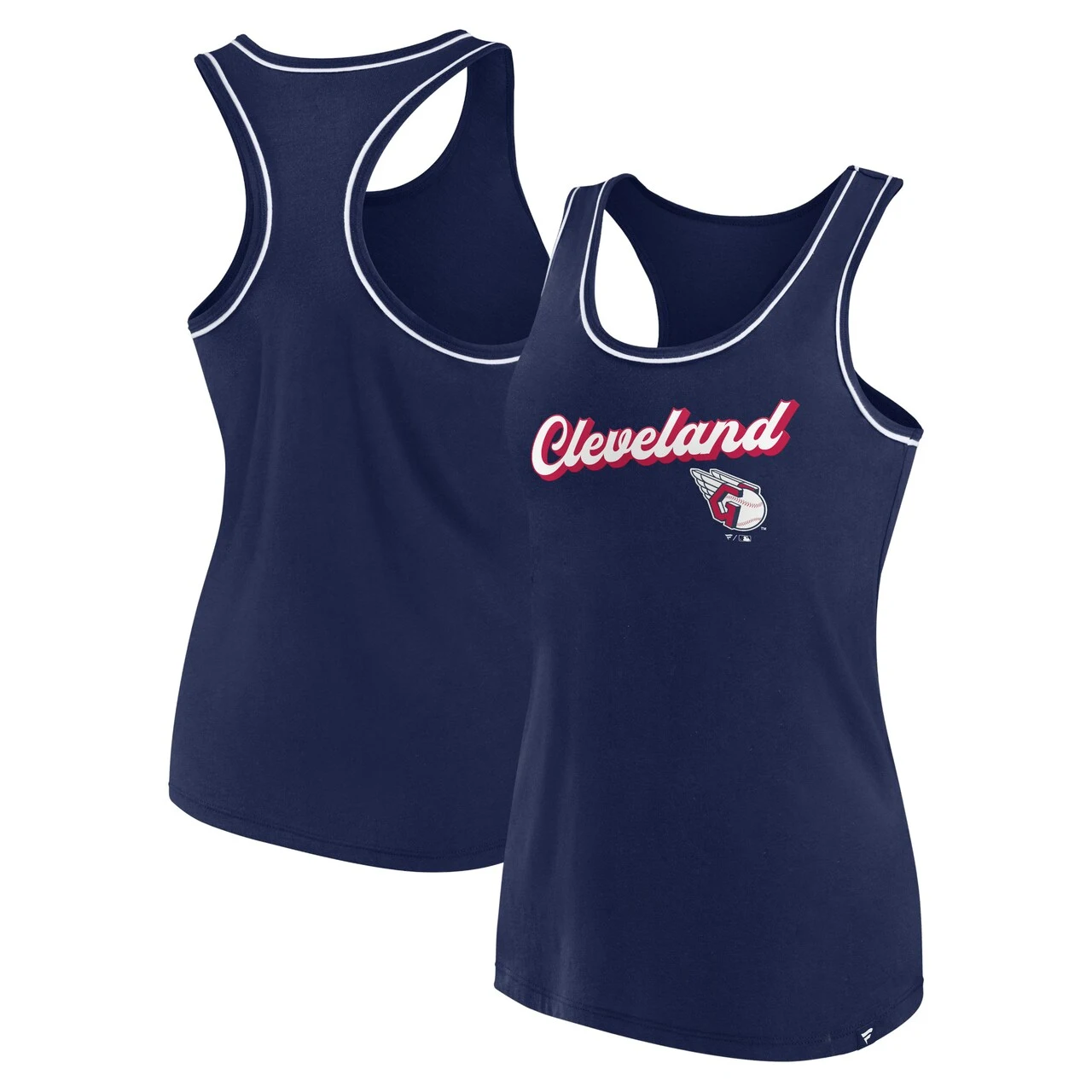 Men's Cleveland Guardians Fanatics Branded Navy Wordmark Logo Racerback Tank Top 3 Men's Cleveland Guardians Fanatics Branded Navy Wordmark Logo Racerback Tank Top