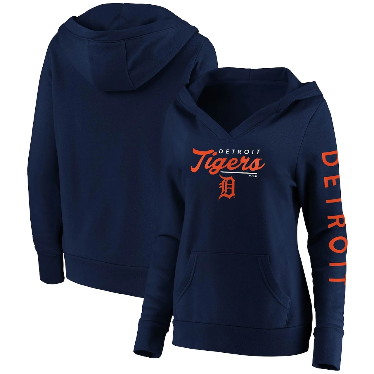 Women's Detroit Tigers Fanatics Branded Navy Core High Class Crossover Pullover Hoodie 3 Women's Detroit Tigers Fanatics Branded Navy Core High Class Crossover Pullover Hoodie