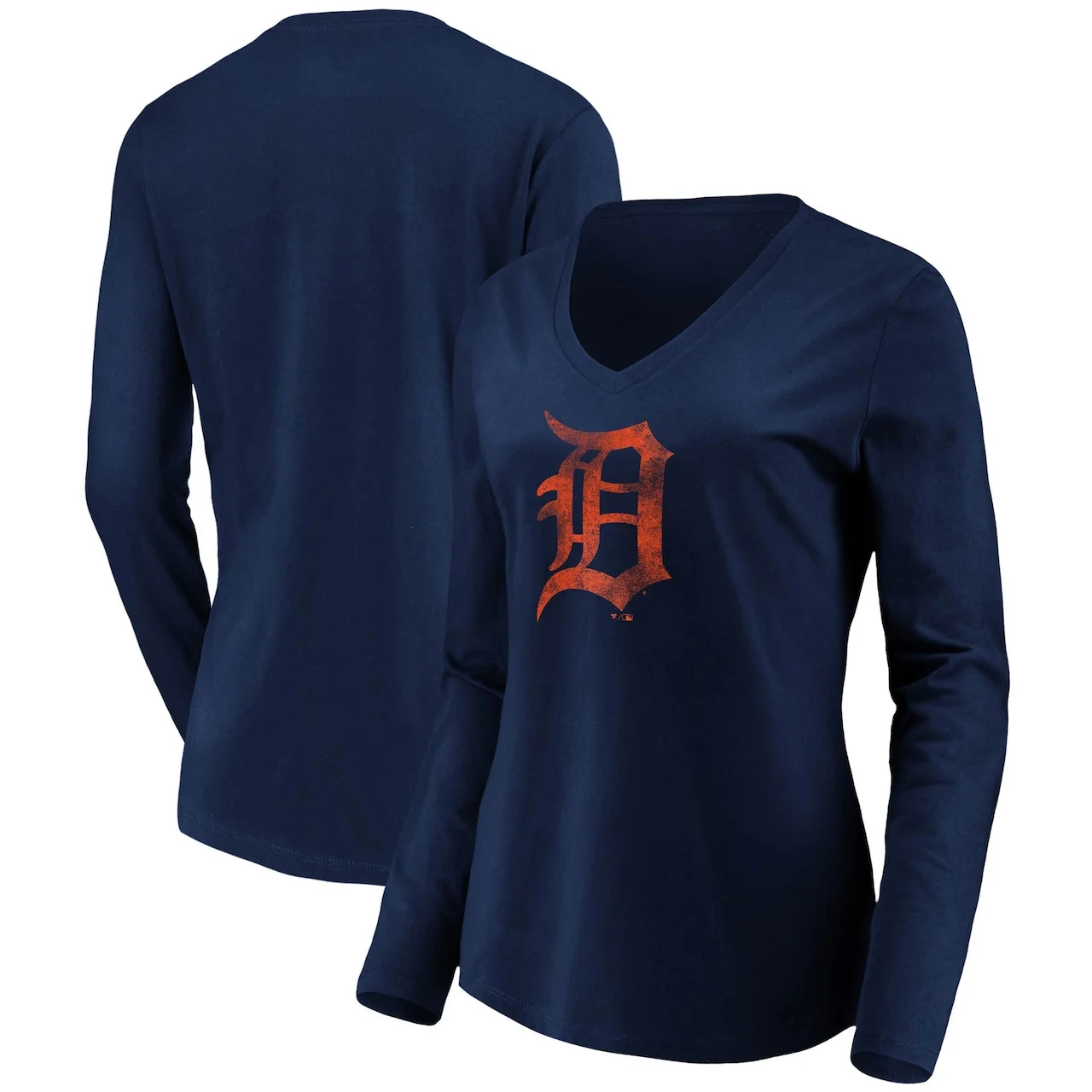 Women's Detroit Tigers Fanatics Branded Navy Core Team Long Sleeve V-Neck T-Shirt