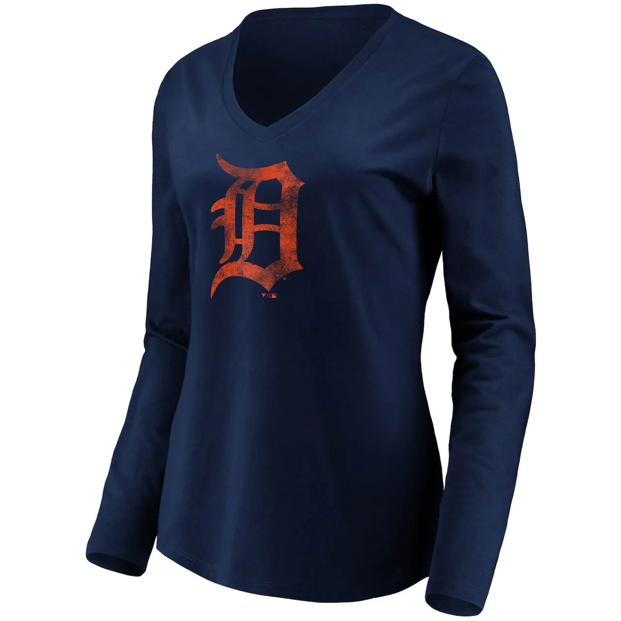 Women's Detroit Tigers Fanatics Branded Navy Core Team Long Sleeve V-Neck T-Shirt - Image 2