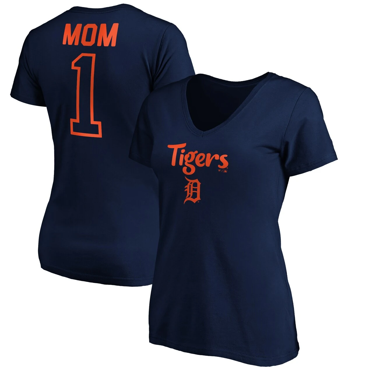 Women's Detroit Tigers Fanatics Branded Navy #1 Mom Logo V-Neck T-Shirt 3 Women's Detroit Tigers Fanatics Branded Navy #1 Mom Logo V-Neck T-Shirt