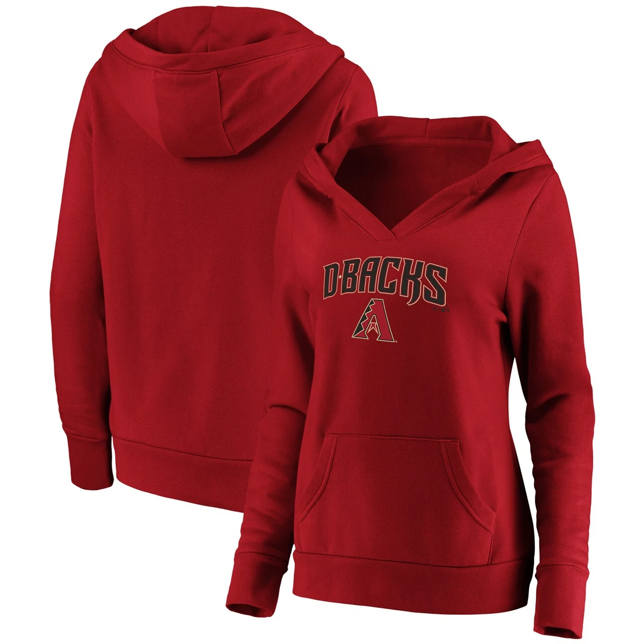 Women's Arizona Diamondbacks Fanatics Branded Red Core Team Lockup V-Neck Pullover Hoodie