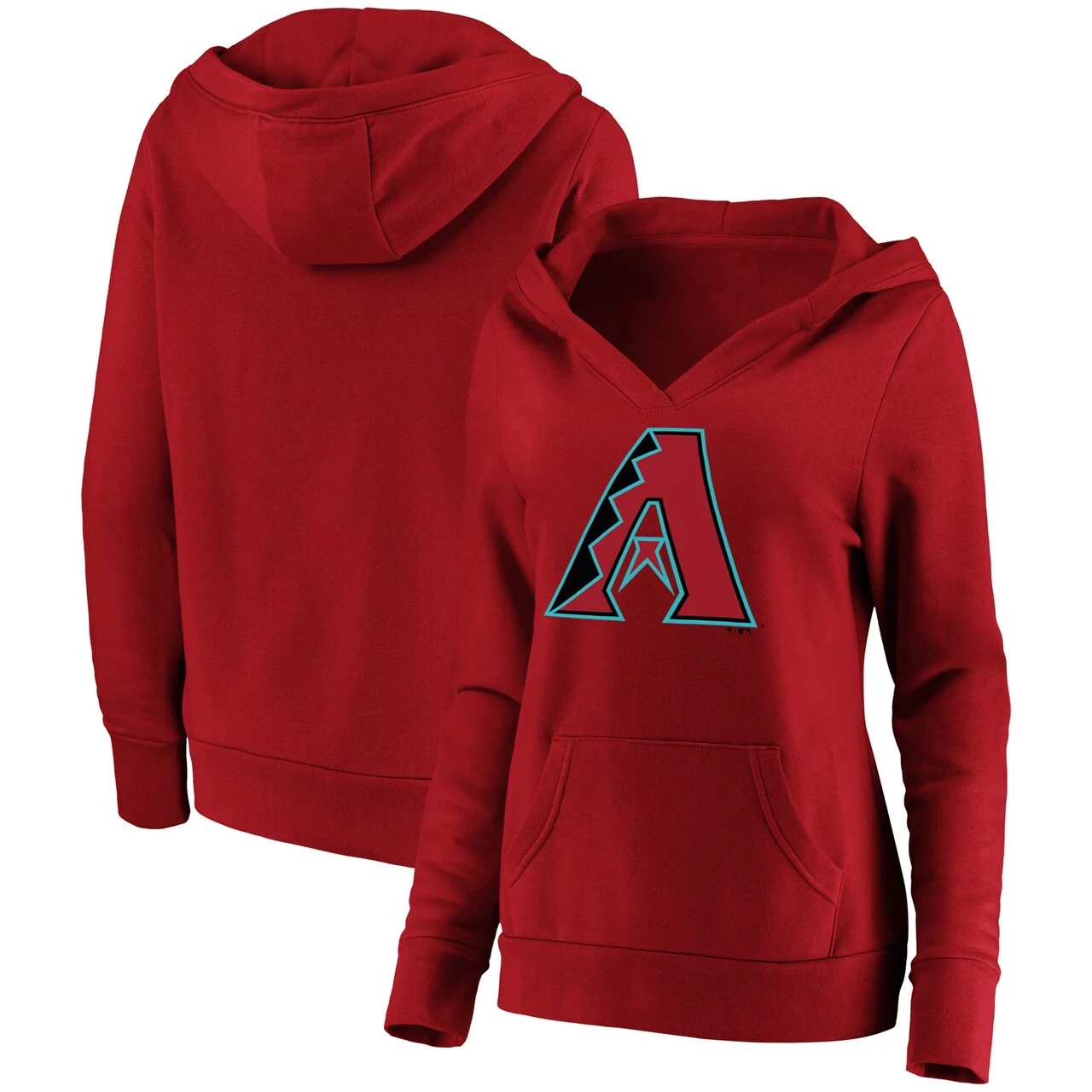 Women's Arizona Diamondbacks Fanatics Branded Red Official Logo Crossover V-Neck Pullover Hoodie 3 Women's Arizona Diamondbacks Fanatics Branded Red Official Logo Crossover V-Neck Pullover Hoodie