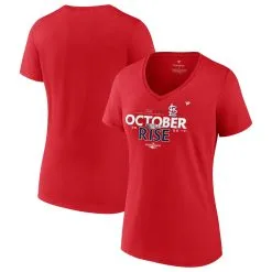 Women's St. Louis Cardinals Fanatics Branded Red 2022 Postseason Locker Room V-Neck T-Shirt