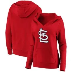 Women's St. Louis Cardinals Fanatics Branded Red Official Logo Crossover V-Neck Pullover Hoodie