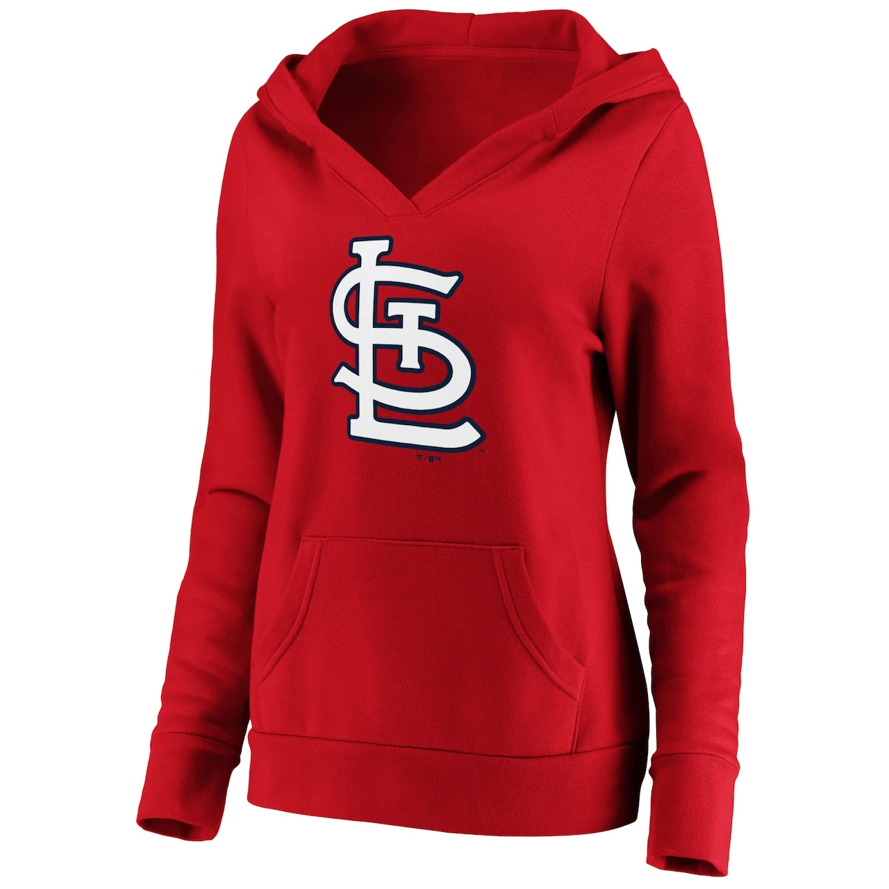 Women's St. Louis Cardinals Fanatics Branded Red Official Logo Crossover V-Neck Pullover Hoodie 4 Women's St. Louis Cardinals Fanatics Branded Red Official Logo Crossover V-Neck Pullover Hoodie - Image 2