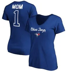 Women's Toronto Blue Jays Fanatics Branded Royal #1 Mom Logo V-Neck T-Shirt