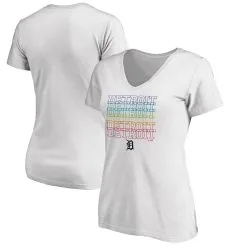Women's Detroit Tigers Fanatics Branded White Plus Size City Pride V-Neck T-Shirt