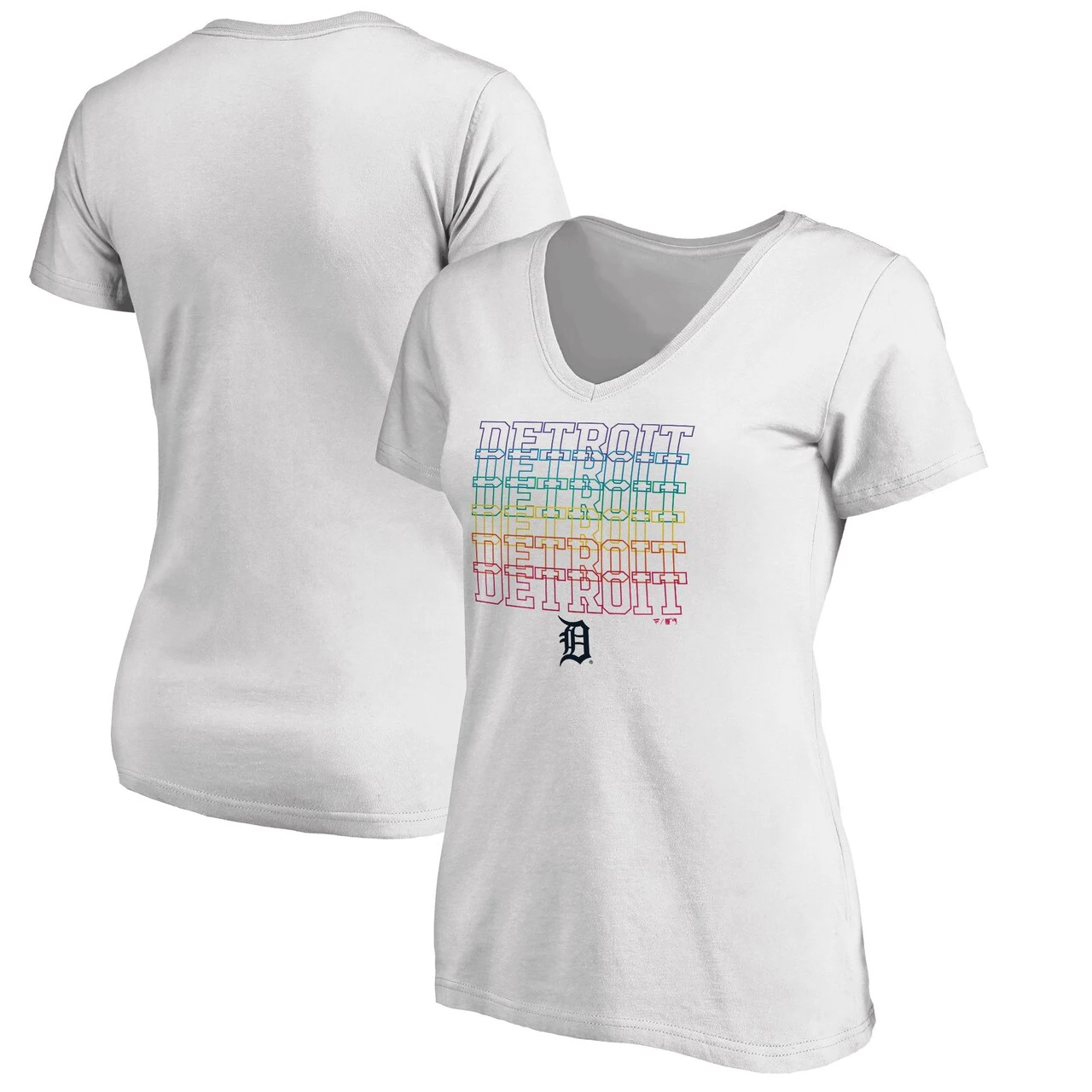Women's Detroit Tigers Fanatics Branded White Plus Size City Pride V-Neck T-Shirt 3 Women's Detroit Tigers Fanatics Branded White Plus Size City Pride V-Neck T-Shirt