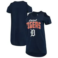 Women's Detroit Tigers G-III 4Her By Carl Banks Navy Clear The Bases Cold Shoulder T-Shirt
