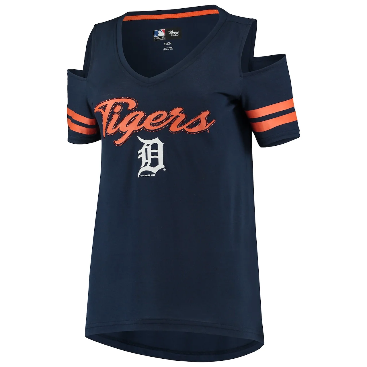 Women's Detroit Tigers G-III 4Her By Carl Banks Navy Extra Inning Cold Shoulder T-Shirt 4 Women's Detroit Tigers G-III 4Her By Carl Banks Navy Extra Inning Cold Shoulder T-Shirt - Image 2