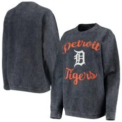 Women's Detroit Tigers G-III 4Her By Carl Banks Navy Script Comfy Cord Pullover Sweatshirt