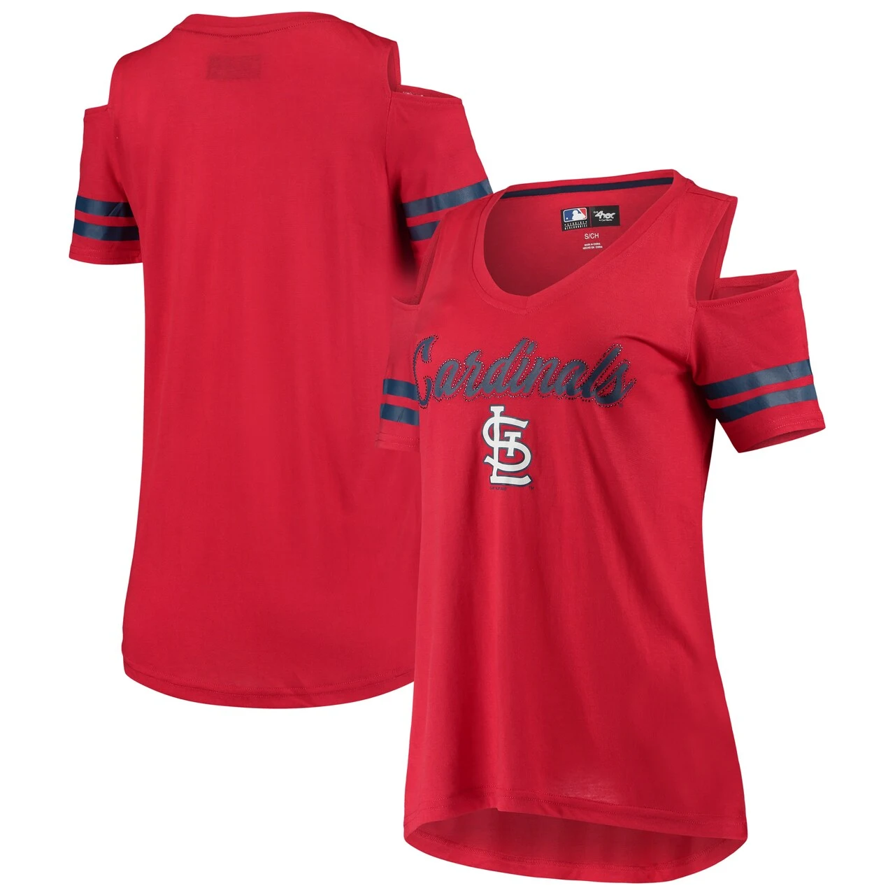 Women's St. Louis Cardinals G-III 4Her By Carl Banks Red Extra Inning Cold Shoulder T-Shirt 3 Women's St. Louis Cardinals G-III 4Her By Carl Banks Red Extra Inning Cold Shoulder T-Shirt