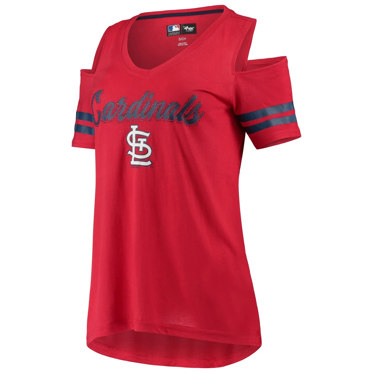 Women's St. Louis Cardinals G-III 4Her By Carl Banks Red Extra Inning Cold Shoulder T-Shirt 4 Women's St. Louis Cardinals G-III 4Her By Carl Banks Red Extra Inning Cold Shoulder T-Shirt - Image 2