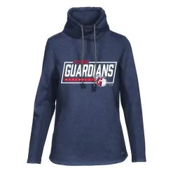 Women's Cleveland Guardians Levelwear Navy Loop Fleece Scuba Neck Pullover Hoodie