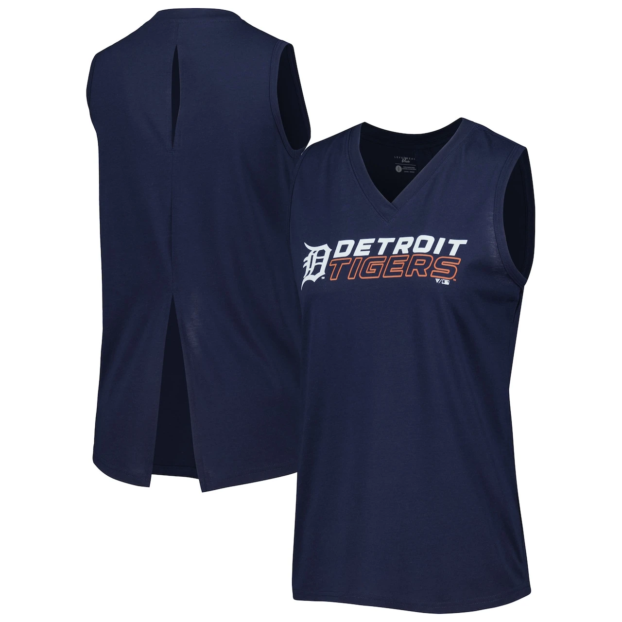 Women's Detroit Tigers Levelwear Navy Paisley Chase V-Neck Tank Top 3 Women's Detroit Tigers Levelwear Navy Paisley Chase V-Neck Tank Top