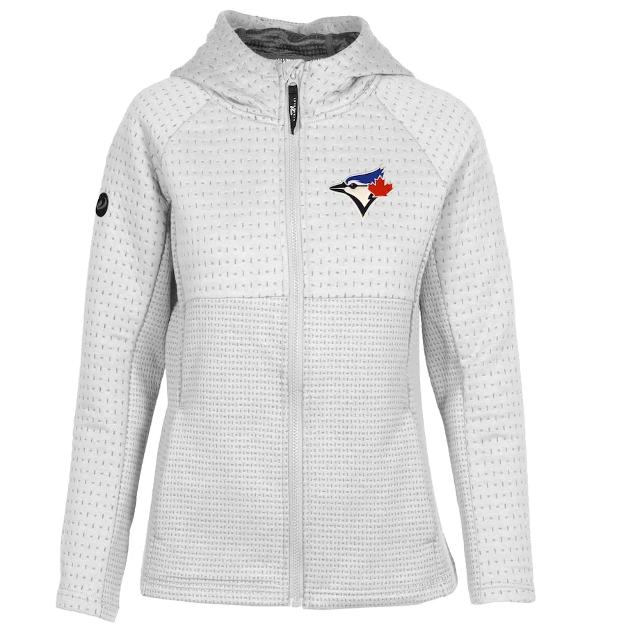 Women's Toronto Blue Jays Levelwear White Solstice Full-Zip Hoodie 3 Women's Toronto Blue Jays Levelwear White Solstice Full-Zip Hoodie