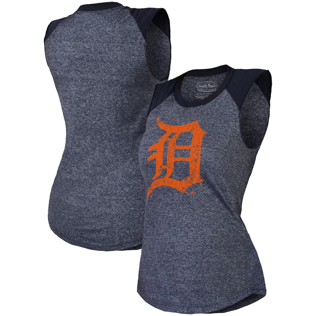 Women's Detroit Tigers Majestic Threads Navy Raglan Tri-Blend Muscle Tank Top 3 Women's Detroit Tigers Majestic Threads Navy Raglan Tri-Blend Muscle Tank Top