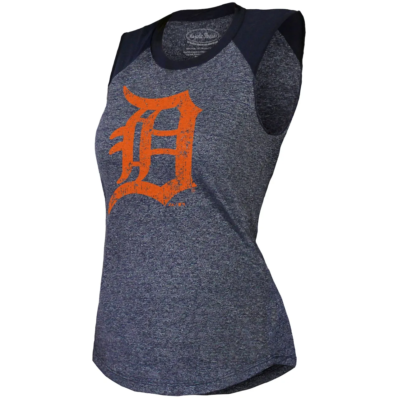 Women's Detroit Tigers Majestic Threads Navy Raglan Tri-Blend Muscle Tank Top 4 Women's Detroit Tigers Majestic Threads Navy Raglan Tri-Blend Muscle Tank Top - Image 2