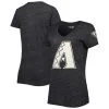 Women's Arizona Diamondbacks New Era Heathered Black City Connect Cap Logo Tri-Blend V-Neck T-Shirt