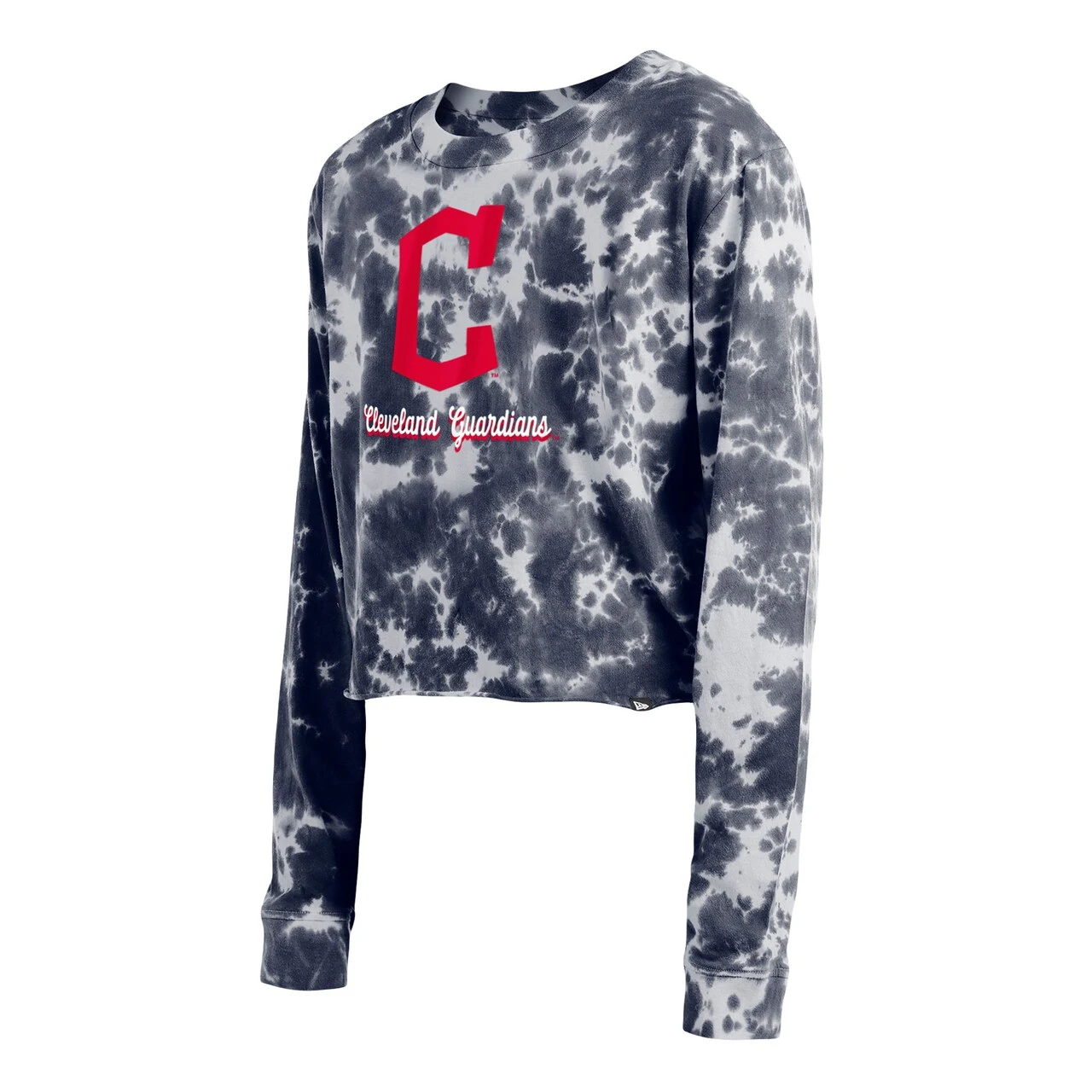 Women's Cleveland Guardians New Era Navy Tie-Dye Cropped Long Sleeve T-Shirt 4 Women's Cleveland Guardians New Era Navy Tie-Dye Cropped Long Sleeve T-Shirt - Image 2