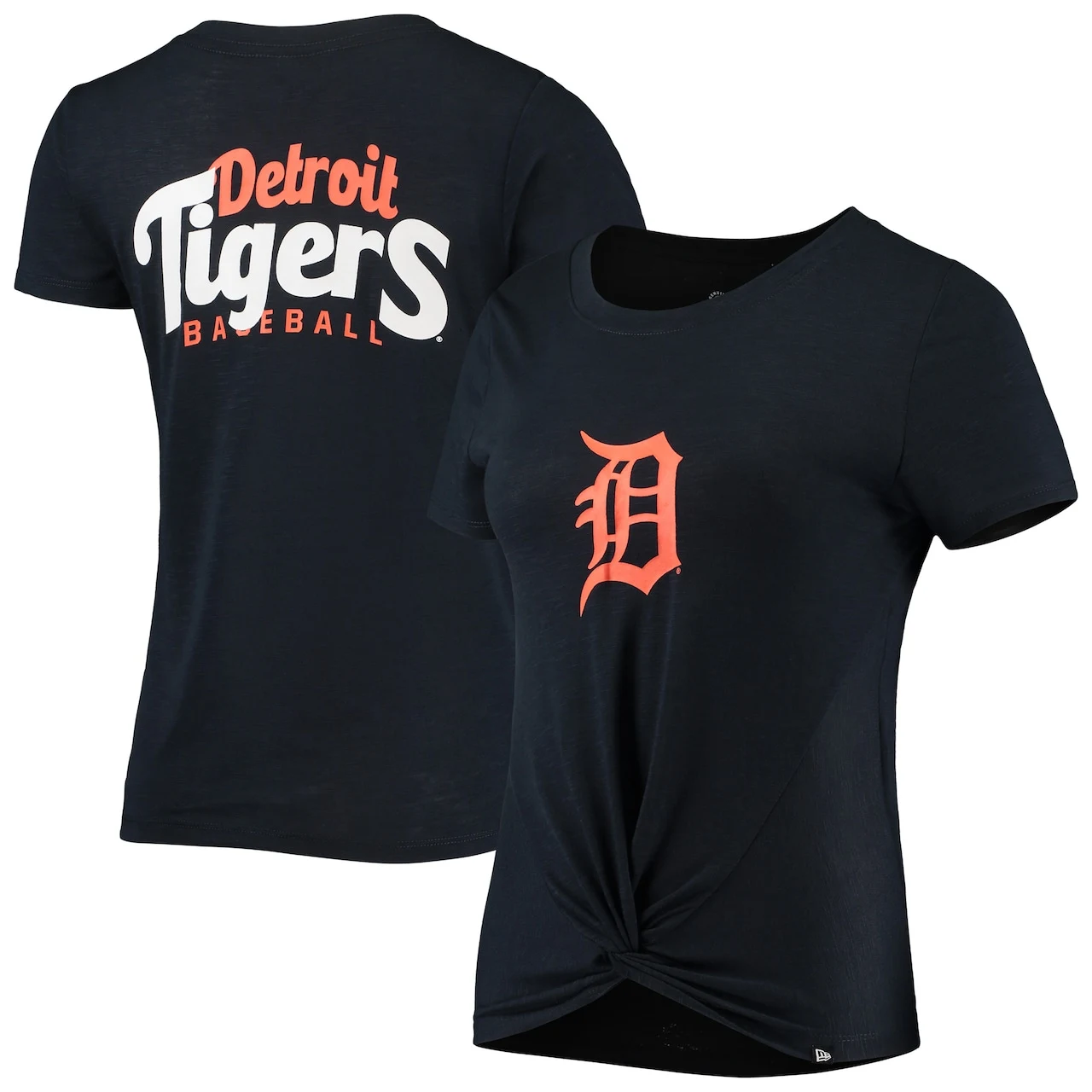 Women's Detroit Tigers New Era Navy 2-Hit Front Twist Burnout T-Shirt 3 Women's Detroit Tigers New Era Navy 2-Hit Front Twist Burnout T-Shirt
