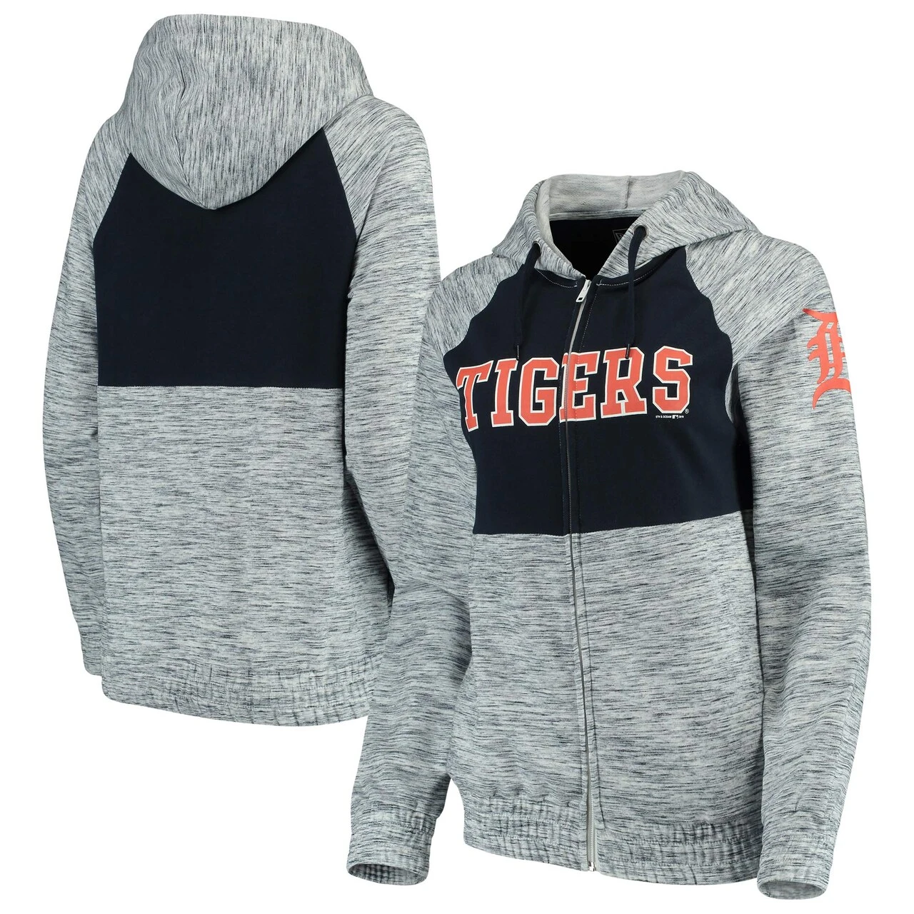 Women's Detroit Tigers New Era Navy Space Dye Pullover Hoodie 3 Women's Detroit Tigers New Era Navy Space Dye Pullover Hoodie