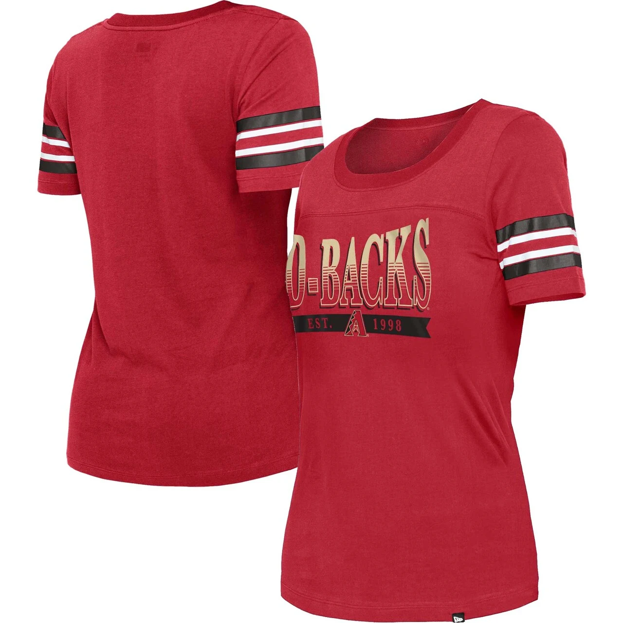 Women's Arizona Diamondbacks New Era Red Team Stripe T-Shirt 3 Women's Arizona Diamondbacks New Era Red Team Stripe T-Shirt