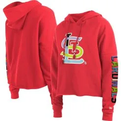Women's St. Louis Cardinals New Era Red Fashion High Hip Pullover Hoodie