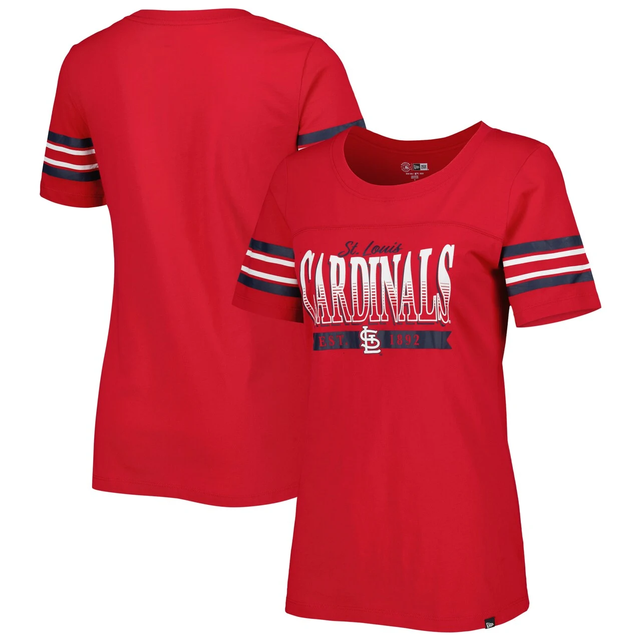 Women's St. Louis Cardinals New Era Red Team Stripe T-Shirt 3 Women's St. Louis Cardinals New Era Red Team Stripe T-Shirt